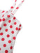 Abito a pois con scollo quadrato e spalline larghe rosso anni '50