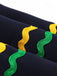 Abito a righe ondulate con scollo quadrato blu navy anni '50
