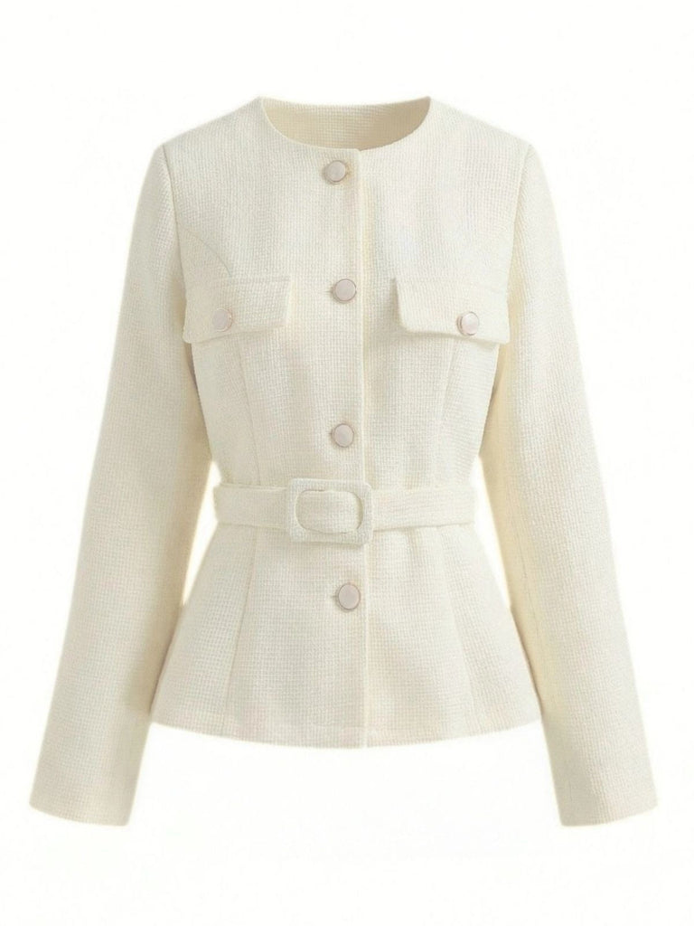 Giacca con bottoni a maniche lunghe beige anni '50