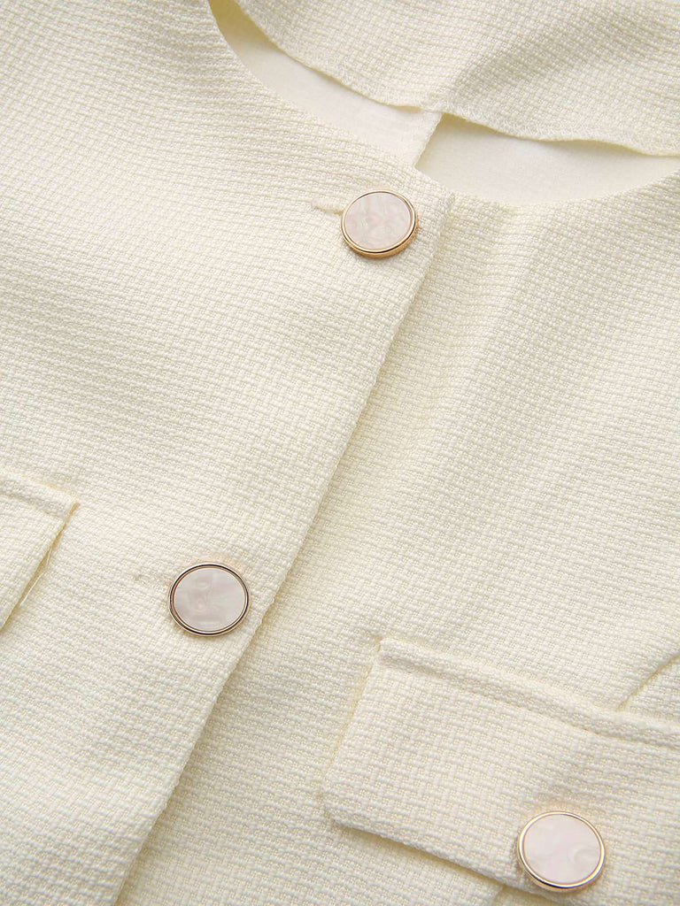 Giacca con bottoni a maniche lunghe beige anni '50