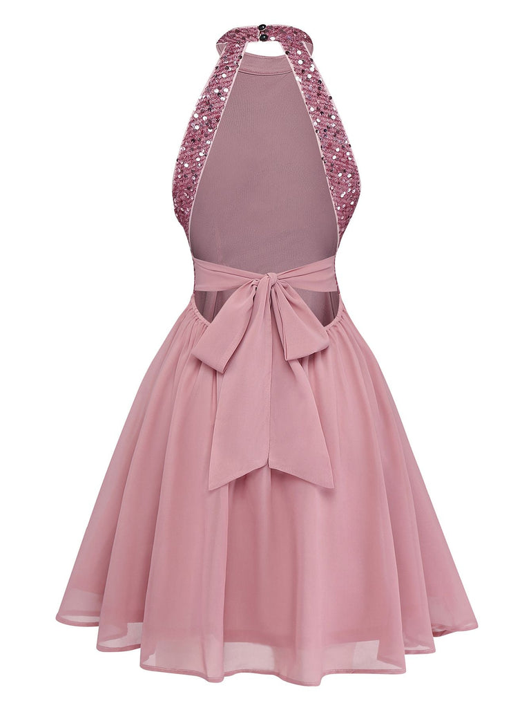 Abito con perline e paillettes patchwork senza maniche anni '50