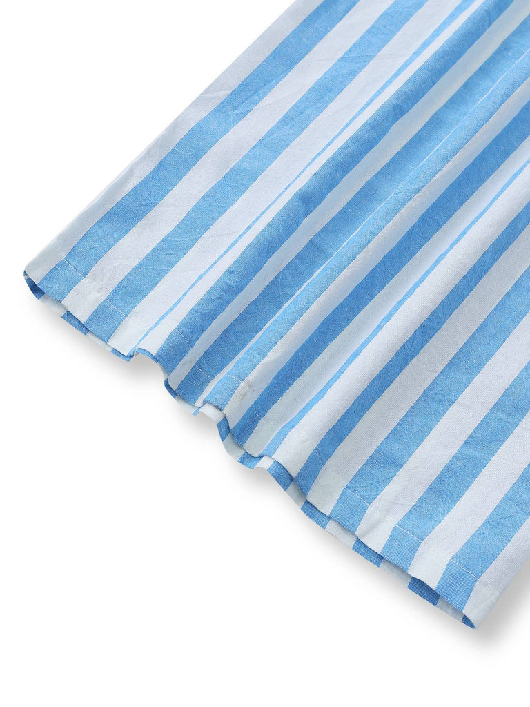 Tuta lunga a righe con spalline sottili e scollo a V blu anni '80