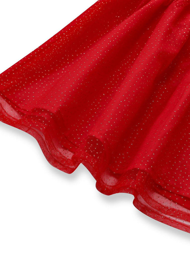 Abito in tulle con lacci sulla schiena e glitter senza spalline anni '60