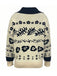 Cardigan a maglia floreale con spalle cadenti beige anni '40