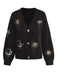 Cardigan lavorato a maglia ricamate con sole e luna anni '80