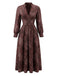 Abito smock con paisley e scollo a V boho marrone anni '70