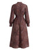 Abito smock con paisley e scollo a V boho marrone anni '70