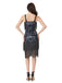 Abito sottoveste con perline e nappe in paillettes blu-grigio anni '20