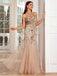 Abito da sera a sirena e paillettes con schiena scoperta beige anni '20
