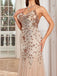 Abito da sera a sirena e paillettes con schiena scoperta beige anni '20