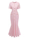 1930s Solid Short Sleeve Bodycon Maxi Dress 3