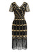 Abito flapper in paillettes con frange e perline anni '20