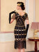 Abito flapper in paillettes con frange e perline anni '20