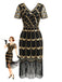 Abito flapper in paillettes con frange e perline anni '20