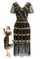 Abito flapper in paillettes con frange e perline anni '20