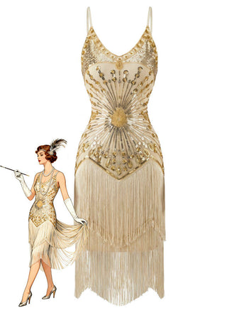 [Prevendita] Abito flapper frange di paillettes con spalline sottili anni '20