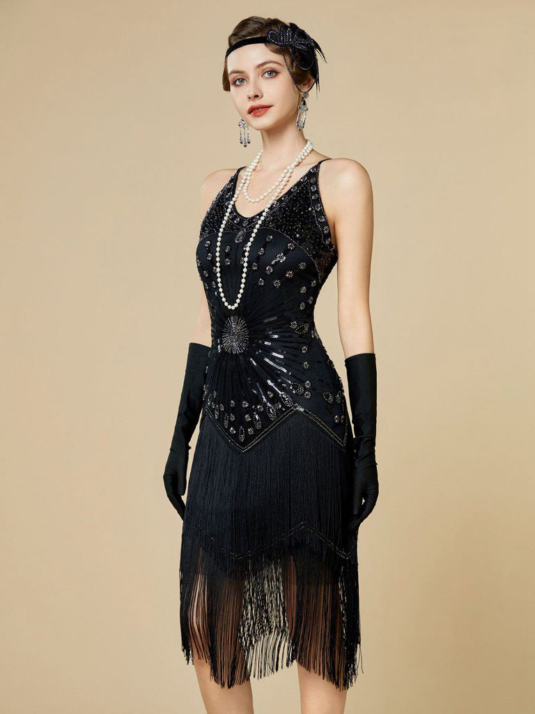 [Prevendita] Abito flapper frange di paillettes con spalline sottili anni '20