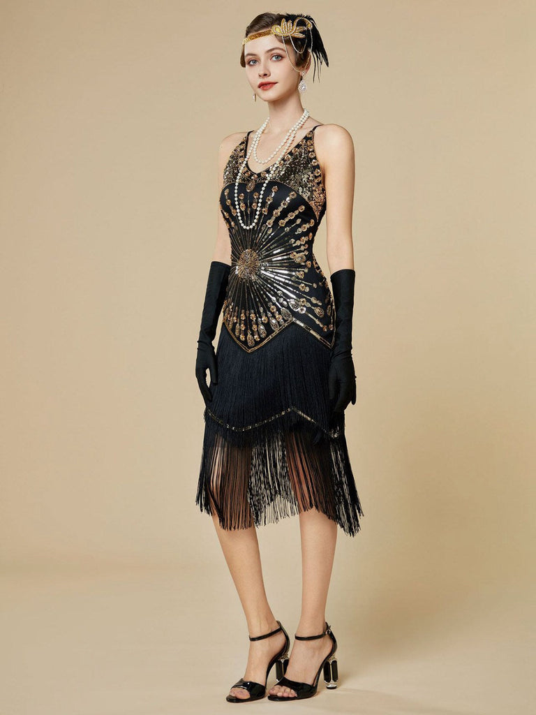 [Prevendita] Abito flapper frange di paillettes con spalline sottili anni '20