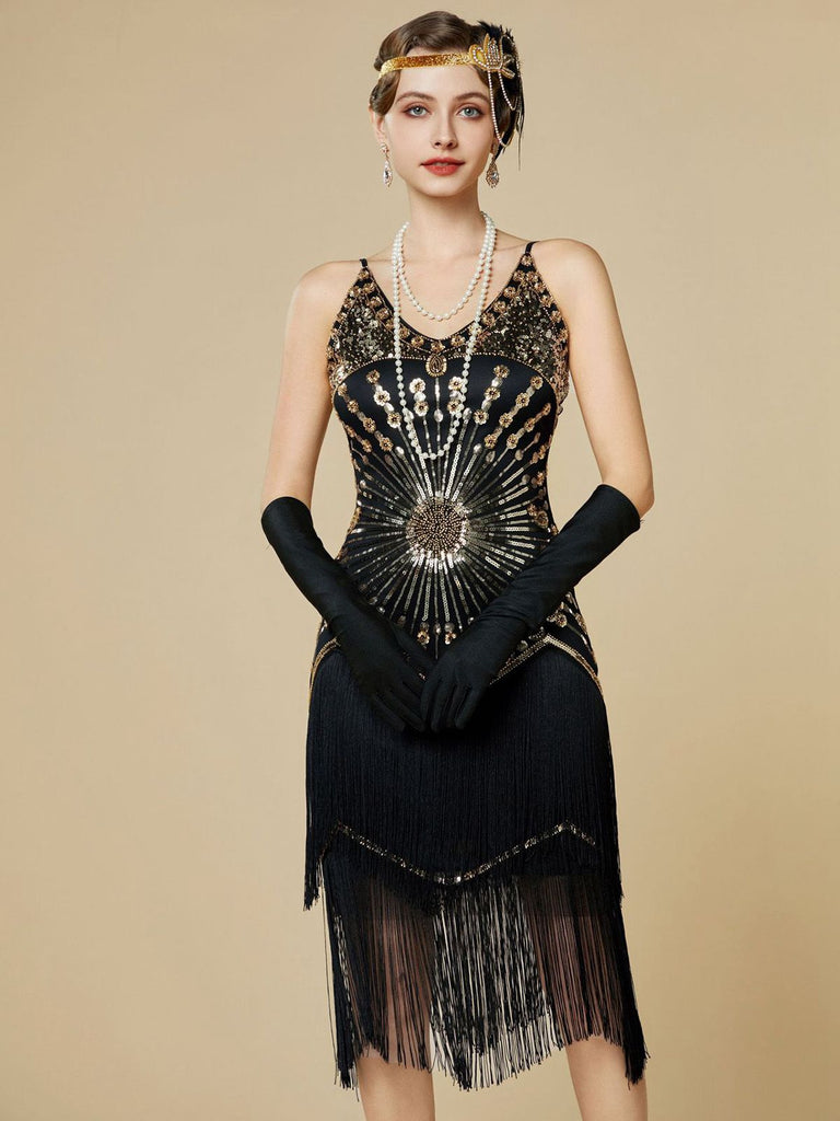 [Prevendita] Abito flapper frange di paillettes con spalline sottili anni '20