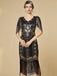 Abito flapper con frange di paillettes e scollo a V anni '20