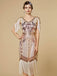 Abito flapper con frange di paillettes e scollo a V anni '20