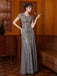 Abito con paillettes e maniche ad aletta in tulle grigio anni '20
