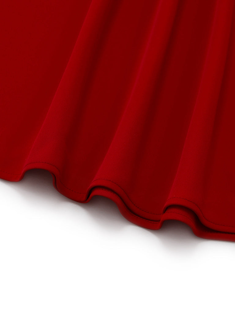 [Pre-Vendita] Abito a Linea A Rosso Senza Maniche con Colletto alla Marinara e Cintura Anni '50 8