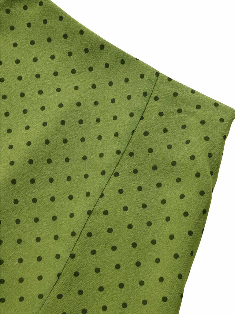 [Pre-Vendita] Gonna Asimmetrica Verde in Chiffon a Pois con Volant Anni '50 5