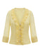 [Pre-Vendita] Camicetta Giallo Chiaro Scollo a V con Volant Anni '40 2