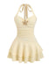 Miniabito Giallo Halter a Strati con Stella Marina in Metallo Anni '60 2