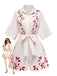 Botanical Print Lapel Belted Tuta Corta Beige Anni '50