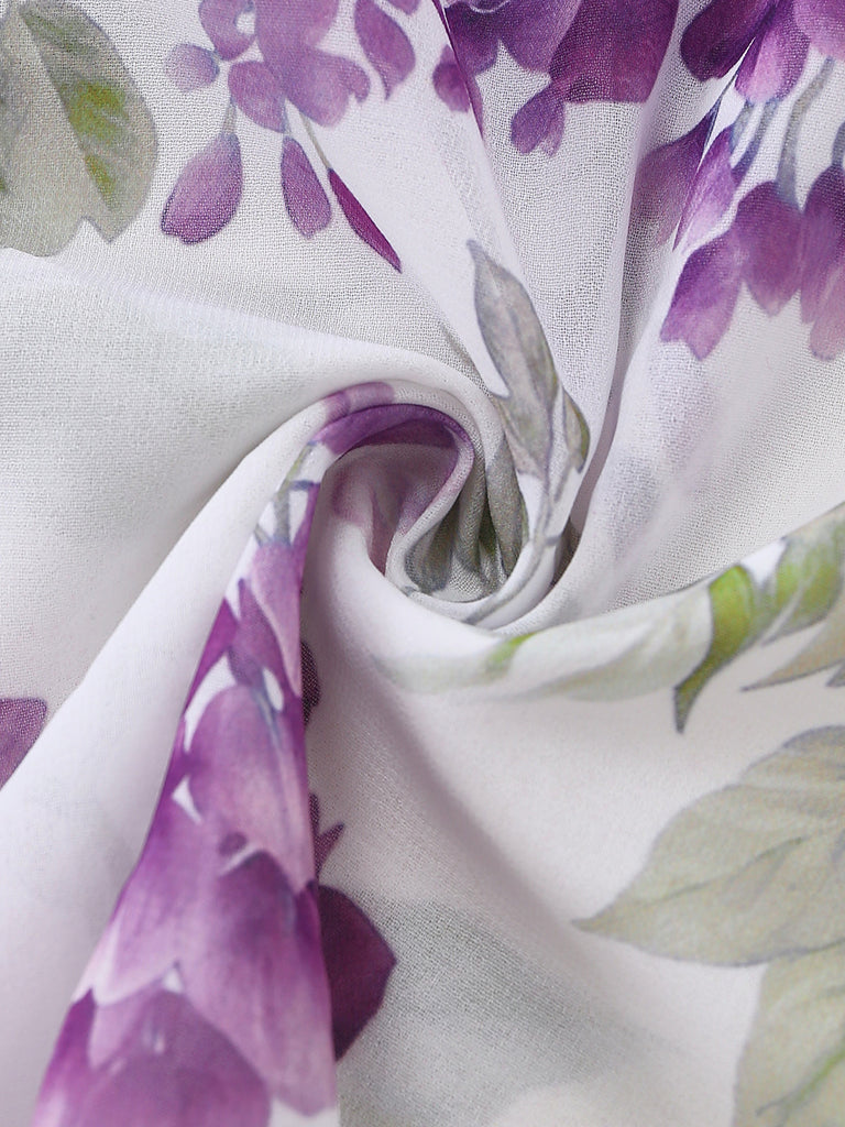 Abito Floreale Halter a Balze con Volant - Lavanda Anni '30 6