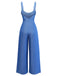 Tuta Lunga Blu in Denim con Spalline Sottili e Arricciatura Anni '50 3