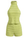 2 Pezzi 2PCS Verde in Pizzo Trim Halter & Shorts Anni '40 2