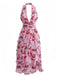 1930s Floral Pleated Belted Maxi Dress 5