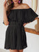 1960s Solid Off Shoulder Pleated Romper 3