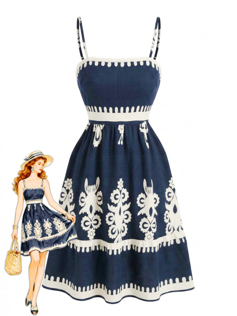 Abito Nero Anni '70 Boho Smocked con Spalline Sottili