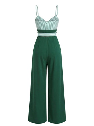 [Pre-Vendita] Tuta Lunga Verde Brillante a Righe con Fiocco Frontale e Gamba Larga Anni '30 2