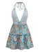 Abito Bohemien Paisley Halter Scollo a V Profondo Schiena Scoperta Mini Anni '70 3
