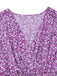 Abito a Piccoli Fiori Floreale Short Sleeves Fitted Midi - Viola Anni '40 5