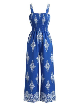 Tuta Lunga Boho Floreale con Gonna Ampia Arricciata Anni '70 2