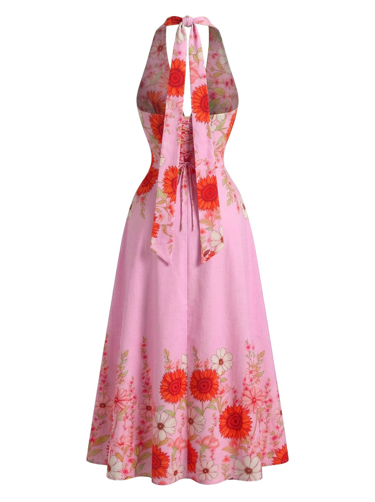Abito Halter Scollo a V Sunflower Fitted Waist Svasato Anni '50 6