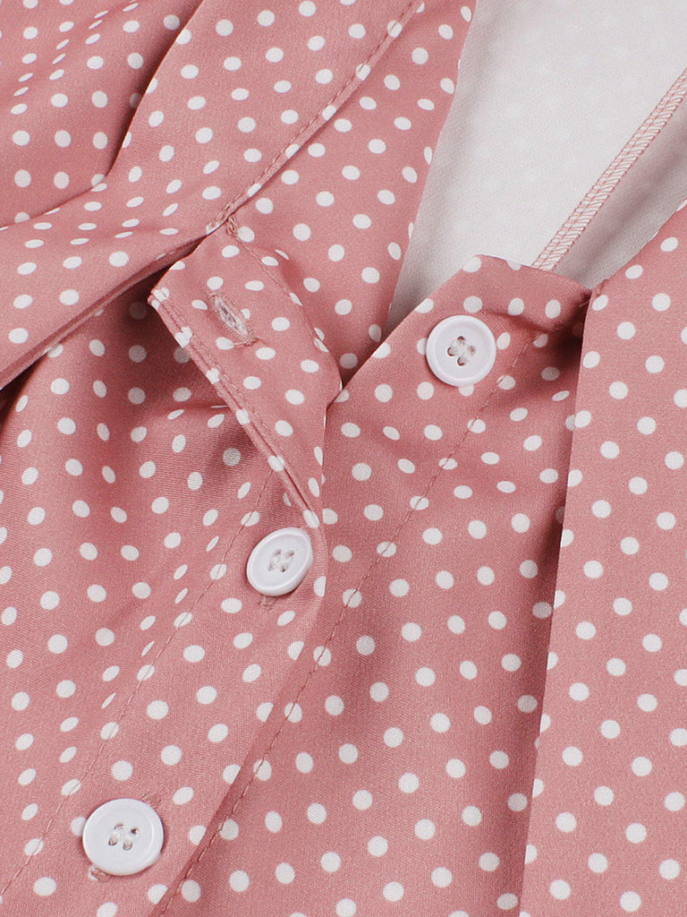 Abito Svasato con Fiocco a Pois Rosa Anni '50 4