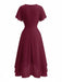 Abito Anni '50 in Chiffon Asimmetrico con Maniche a Volant e Scollo a V