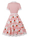 Abito Svasato con Bavero a Quadri e Fragole Colorblock Anni '50 2