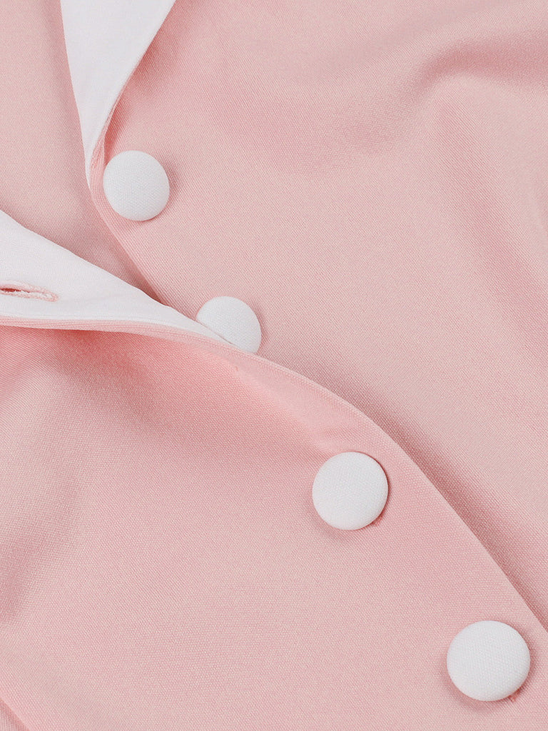 Abito Svasato con Bavero a Quadri e Fragole Colorblock Anni '50 4