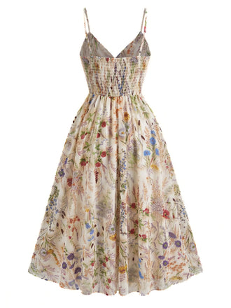 [Taglia Forti] Abito multicolore anni '30 floreale sottoveste bohémien