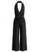 1930s Halter V-Neck Belted Wide Leg Jumpsuit