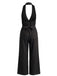1930s Halter V-Neck Belted Wide Leg Jumpsuit 2