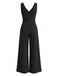 Black 1930s Halter V-Neck Belted Wide Leg Jumpsuit 7
